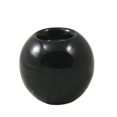 CER-ŚWIECZNIK KULA ŚREDNIA * DEKOR SZKLIWO CZARNE* C-172SZK