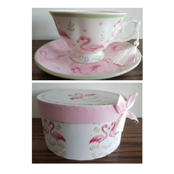 MMG-FILIŻANKA+SPODEK 200ML 37058 FLAMINGI