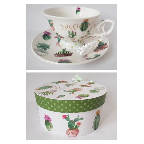 MMG-FILIŻANKA+SPODEK 200ML 37058 KAKTUSY