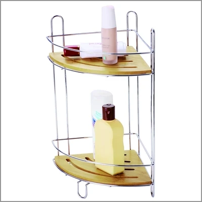 ****MX3105-PÓŁKA ŁAZ. NAROŻNA NIERDZ.+DREWNO 2 POZIOMOWA