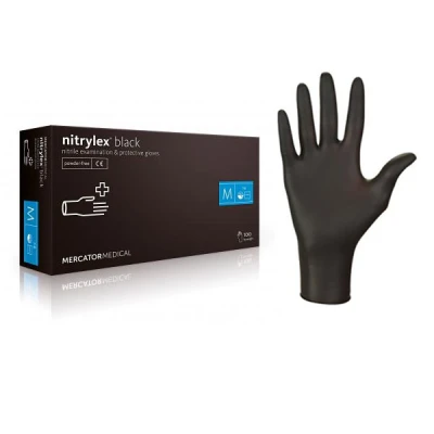 AT-RĘKAWICZKI NITRYLOWE *L* CZARNE /100/