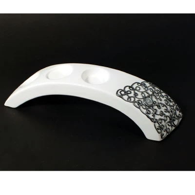 CERKAM-ŚWIECZNIK MOSTEK WĄSKI *DECOR SREBRO* C-446DS