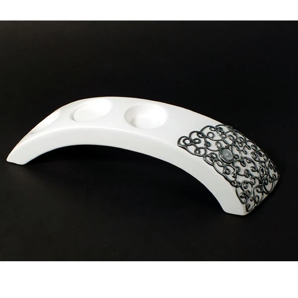 CERKAM-ŚWIECZNIK MOSTEK WĄSKI *DECOR SREBRO* C-446DS