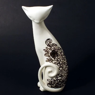 CER-KOT Z OGONKIEM DUŻY *DECOR ZŁOTY* C-395DZ