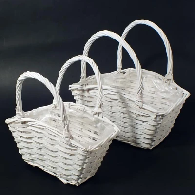 DM-2 KOSZE WIKLINOWE PROSTOKĄTNE Z USZAMI BIAŁE DM15118/2