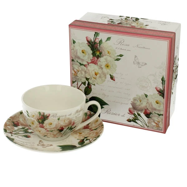 DUO-FILIŻANKA+SPODEK 250ML *WHITE ROSE*