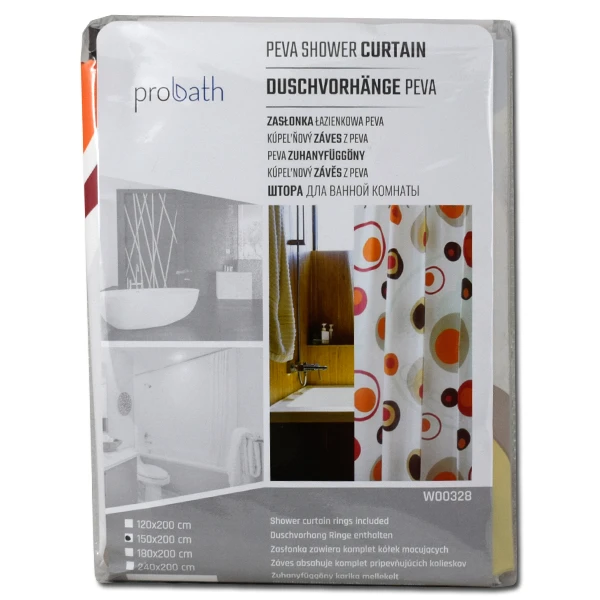 ZASŁONA ŁAZIENKOWA PEVA 180/200 W00328 KÓŁKA CZERWONE