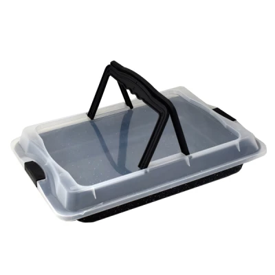 AZH-BLASZANA FORMA DO CIASTA Z PLASTIKOWĄ POKRYWĄ 42X28X4,5CM RL-OBT42