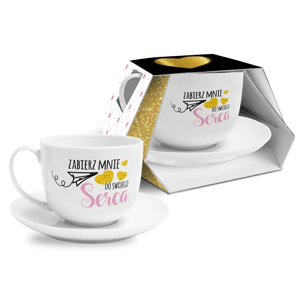 BG-FILIŻANKA ZE SPODKIEM 400ML *ZABIERZ MNIE DO SWOJEGO SERCA*