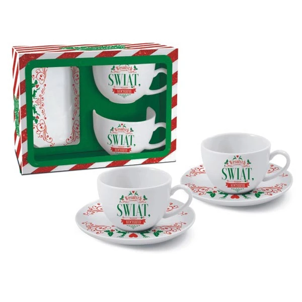 BG-ZESTAW 2 FILIŻANKI + SPODKI *ŚWIĄTECZNE DLA PARY*