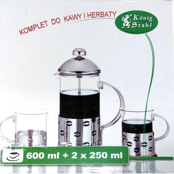 BM-ZESTAW DO KAWY ZAPARZACZ 600ML+2 SZKLANKI