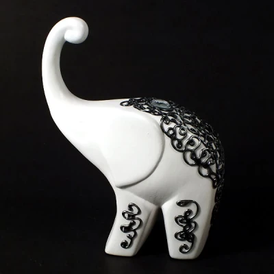 CERKAM-SŁOŃ MODERN GRUBY MAŁY DECOR SREBRO C-341DS