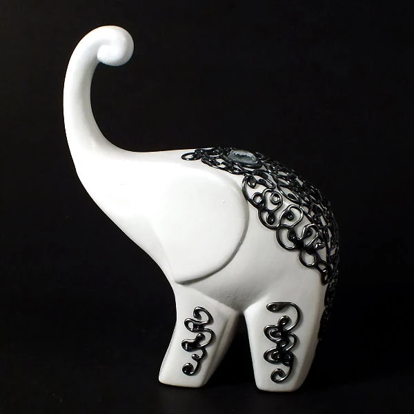 CERKAM-SŁOŃ MODERN GRUBY MAŁY DECOR SREBRO C-341DS