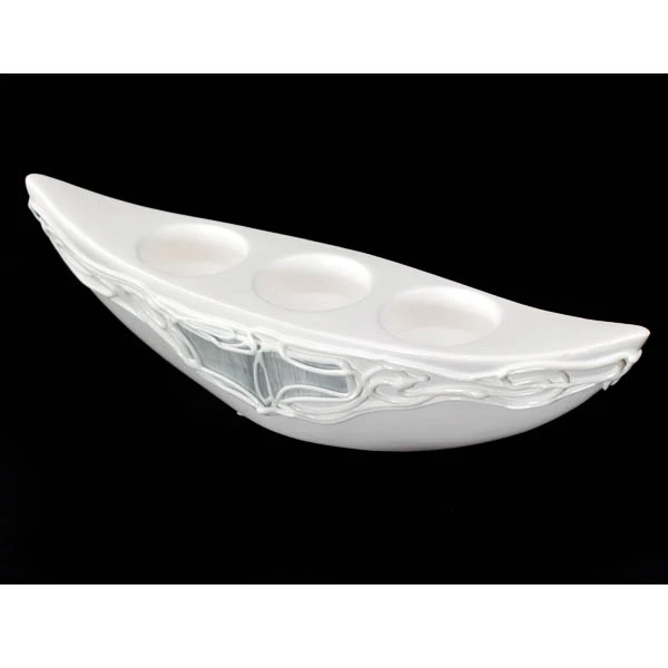 CERKAM-ŚWIECZNIK III ŁÓDKA *DEKOR WITRAŻ-BIAŁY* C-379W