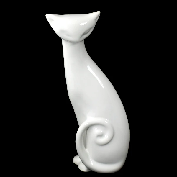 CER-KOT Z OGONKIEM DUŻY *SZKLIWO BIAŁE* C-395SZB