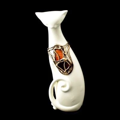 CER-KOT Z OGONKIEM DUŻY *WITRAŻ-KREM* C-395W