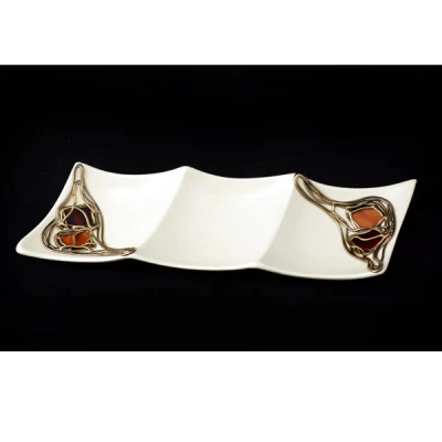 CER-PODSTAWKA ROŻEK POTRÓJNY *WITRAŻ-KREM*C- 659W