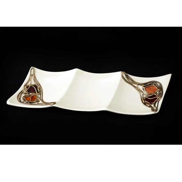 CER-PODSTAWKA ROŻEK POTRÓJNY *WITRAŻ-KREM*C- 659W