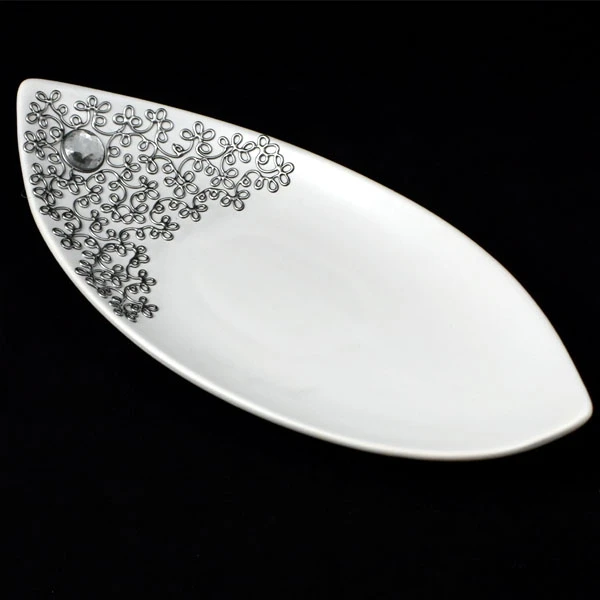 CER-PODSTAWKA STROIK ŁÓDKA DUŻA DECOR SREBRO* C-260DS