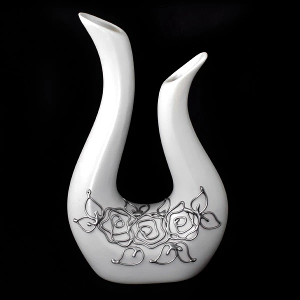 CER-WAZON HARFA MAŁA *DECOR SZARY RÓŻA* C-202DSZ