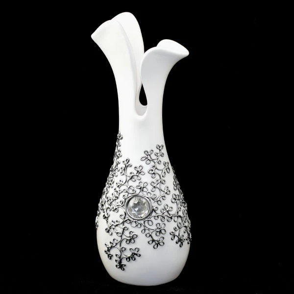 CER-WAZON TULIPAN SMUKŁY DUŻY *DEKOR SREBRO* C-523DS