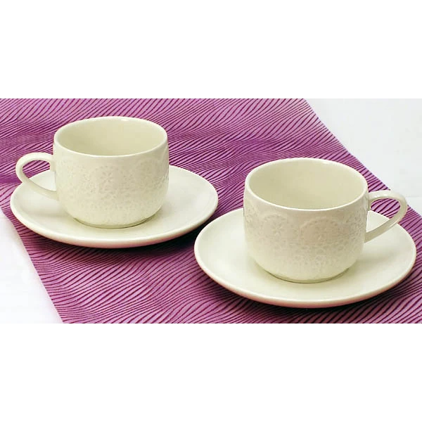 MONDEX-KPL. 2 FILIŻANEK+SPODKI *KORONKA* LH3523-250-S4