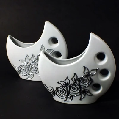 CER-WAZON KSIĘŻYC MAŁY *DECOR SZARY RÓŻA* C-316DSZ