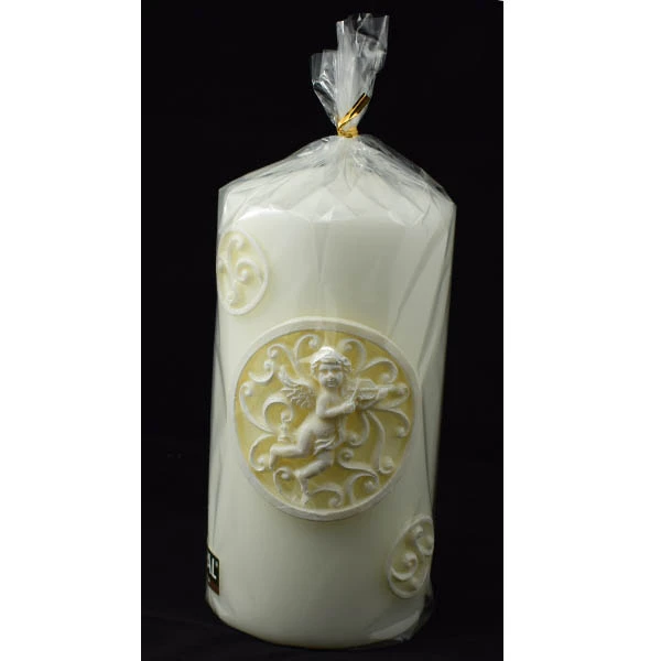 ADPAL-ŚWIECA PIEŃKOWA 200/100 *ANIOŁ ORNAMENT* MAT BIAŁA