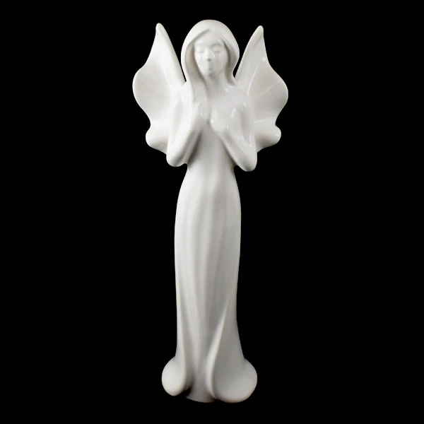 CER-ANIOŁ ROMA FALOWANE SKRZYDŁA *SZKLIWO BIAŁE* C-696SZB