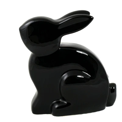 CER-ZAJĄC PLAYBOY DUŻY *SZKLIWO CZARNE* C-464SZK