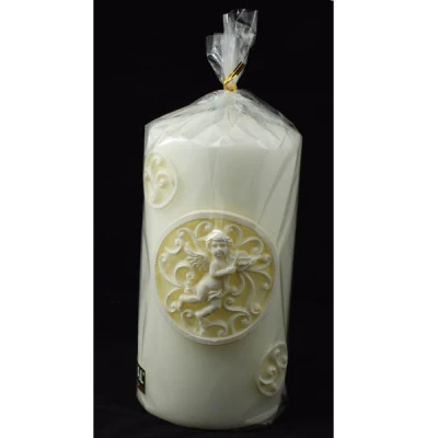 ADPAL-ŚWIECA PIEŃKOWA 200/100 *ANIOŁ ORNAMENT* MAT BIAŁA