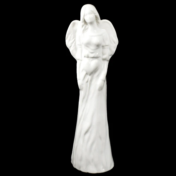 CER-ANIOŁ DZIEWCZYNA Z SERCEM *SZKLIWO BIAŁE* C-1087SZB