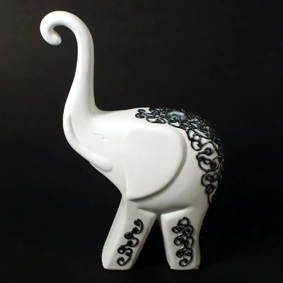 CERKAM-SŁOŃ MODERN GRUBY DUŻY DECOR SREBRO C-340DS