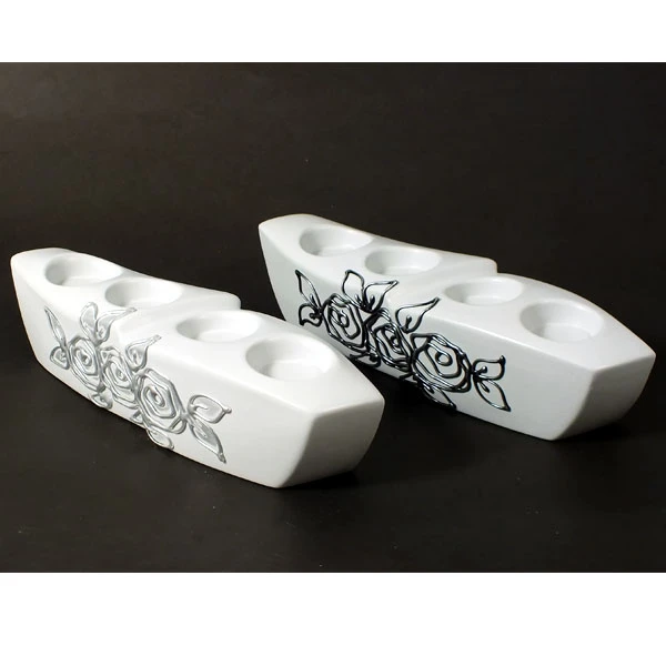 CERKAM-ŚWIECZNIK IV ŁĄCZONY *DECOR SZARY RÓŻA* C-342DR