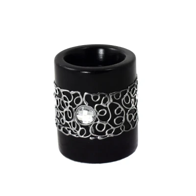 CER-ŚWIECZNIK TUBA MAŁA *DEKOR SREBRO-CZARNYY* C-508SC