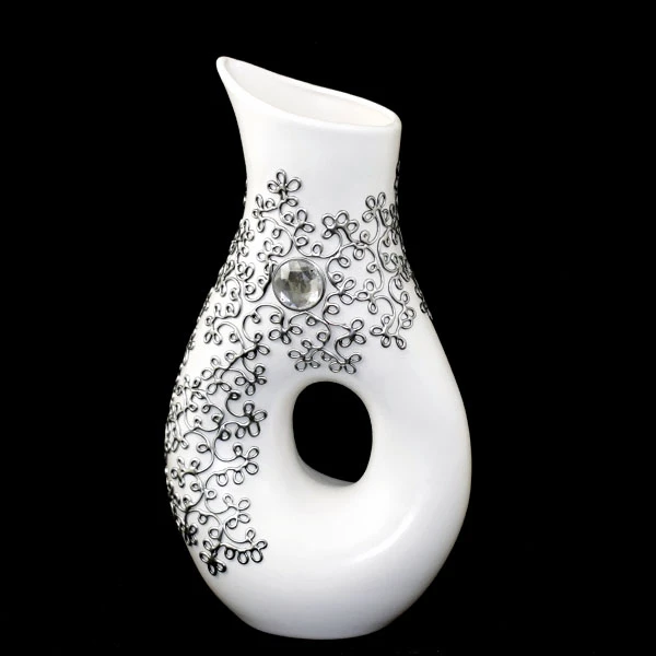 CER-WAZON KARAFKA Z DZIURĄ *DECOR SREBRO* C-435DS