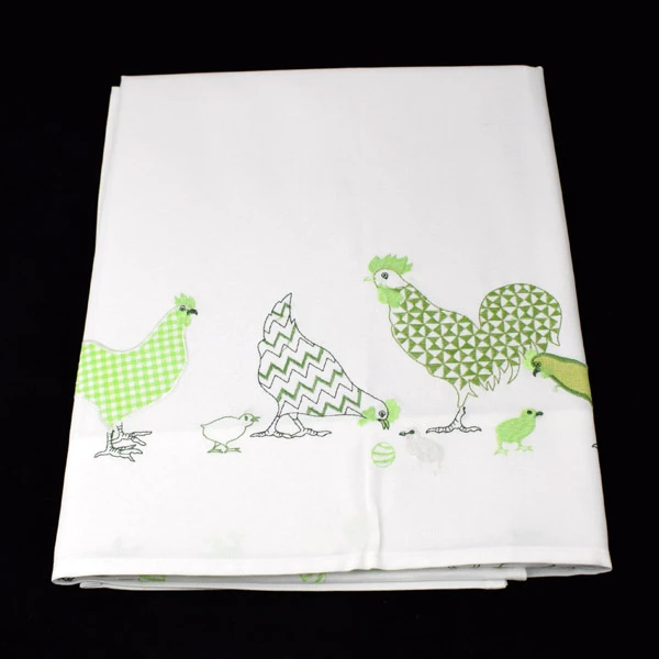 MESA-OBRUS WIELKANOCNY 85X85 BIAŁY/WZÓR ZIELONY /383/