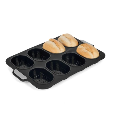 TAD-FORMA SILICON DO PIECZENIA 8 BUŁEK CZARNA 34,5X23,8X2,5CM