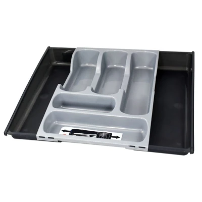 WKŁAD DO SZUFLADY ROZSUWANY ORGANIZER NA SZTUĆCE AKCESORIA SREBRNY 30-50 cm