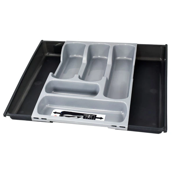 WKŁAD DO SZUFLADY ROZSUWANY ORGANIZER NA SZTUĆCE AKCESORIA SREBRNY 30-50 cm