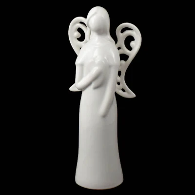 CER-ANIOŁ AŻUROWE SKRZYDŁA ŚREDNI *SZKLIWO BIAŁE* C-892SZB