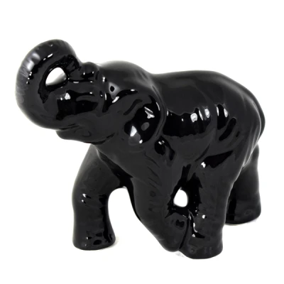 CERKAM-SŁOŃ BIEGNĄCY DUŻY *SZKLIWO CZARNE* C-148SZK