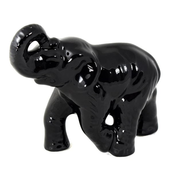 CERKAM-SŁOŃ BIEGNĄCY DUŻY *SZKLIWO CZARNE* C-148SZK