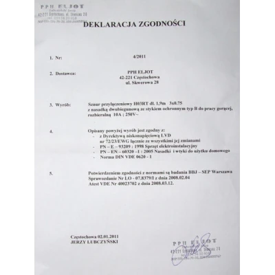 ELJOT-SZNUR PRZYŁĄCZENIOWY POJEDYNCZY 1,9M