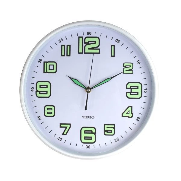 FENIKS-ZEGAR ŚCIENNY 33CM *TIMO 65* BIAŁY FOSFORYZUJĄCY