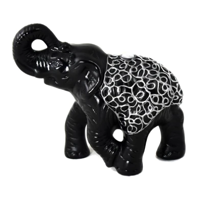 CERKAM-SŁOŃ BIEGNĄCY DUŻY *DEKOR SREBRO-CZARNY* C-148SC