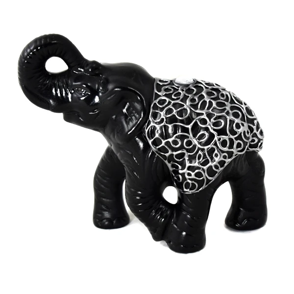 CERKAM-SŁOŃ BIEGNĄCY DUŻY *DEKOR SREBRO-CZARNY* C-148SC