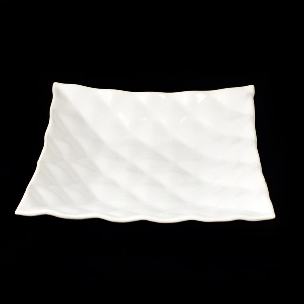 CER-SALATERKA KWADRAT PODUSZKA ŚR. *SZKLIWO BIAŁE* C-957SZB