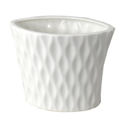 CER-WAZON KARBOWANY ŚREDNI *SZKLIWO BIAŁE* C-722-SZB