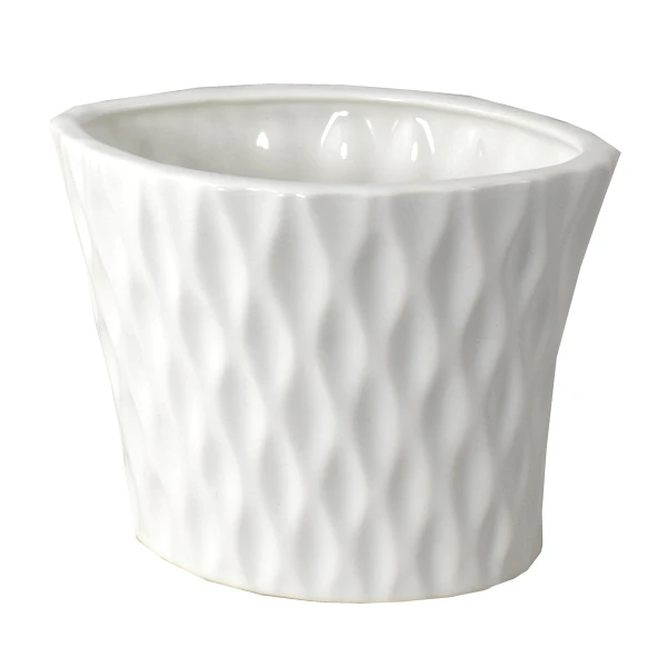 CER-WAZON KARBOWANY ŚREDNI *SZKLIWO BIAŁE* C-722-SZB